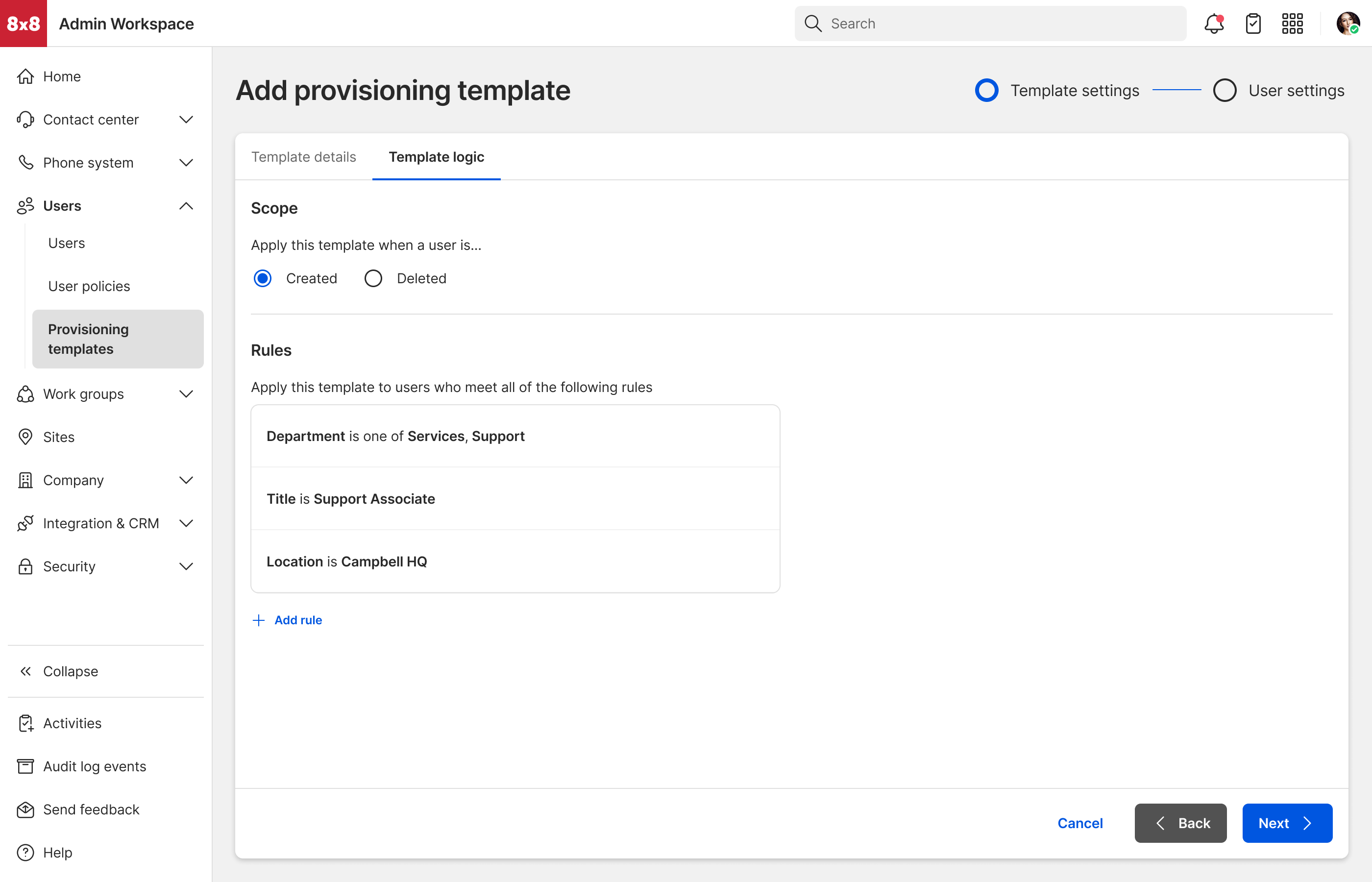 Simplified template rules experience after iteration